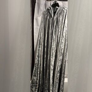Elegant Silver Velvet Skirt